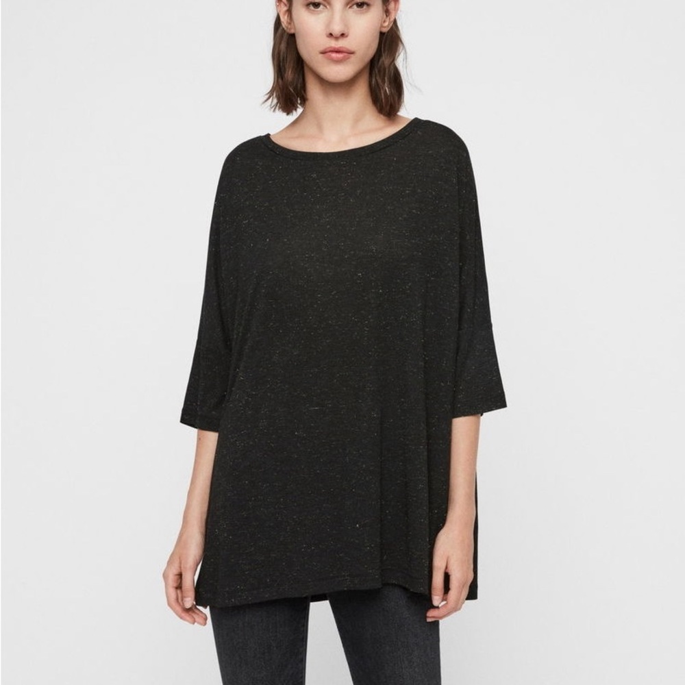 All saints Plira Shimmer Tee Short Sleeve Top Size XS/S